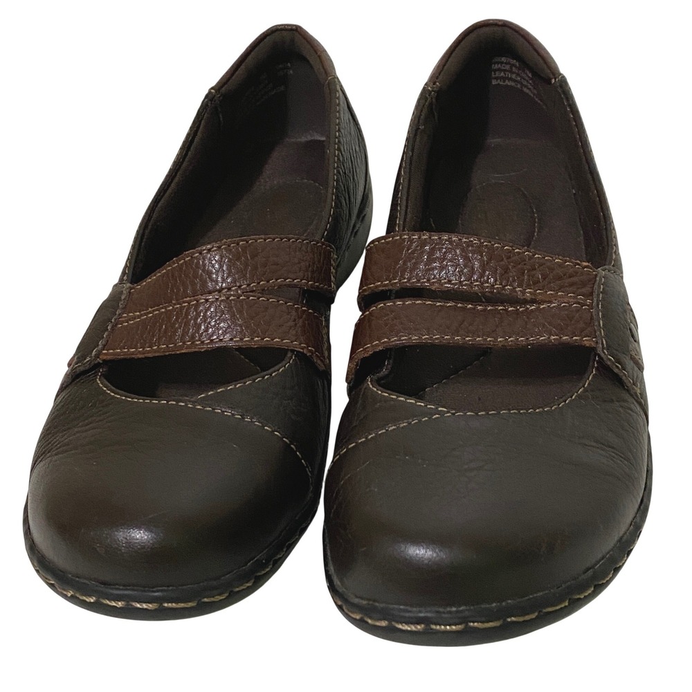 Clarks Ashland Twist Brown Leather Mary Jane Loafer Flat Shoes Dark Academia 7M